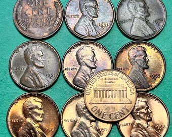 Historic Lincoln 10-Cent Set (1950-1959)—Final Wheat Cent and 1st Year Lincoln Memorial—P/D or S Mints/Circulated+ Grades (FREE Shipping)!