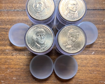 Tubo completo (25) dólares presidenciales dorados de EE. UU., presidentes seleccionados: ¡disponibilidad limitada!