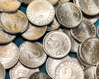 AUSTRIAN (Österreich) 1968 2-Groschen Eagle Coins (Full Tube of 45) in BRILLIANT, UNCIRCULATED Condition—Limited Availability