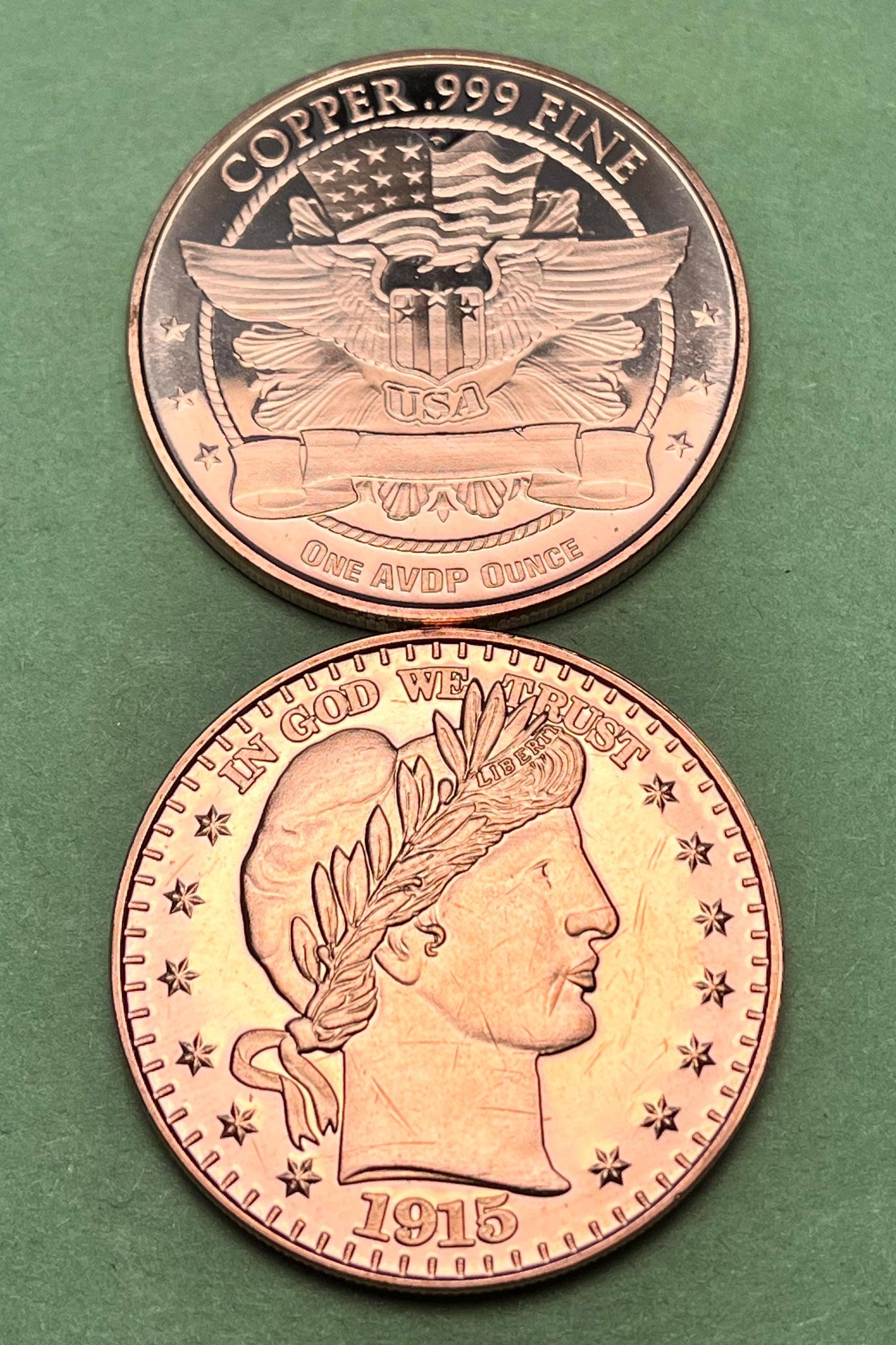 UNCIRCULATED Numismatic-themed (.999 Fine) Copper Bullion Rounds