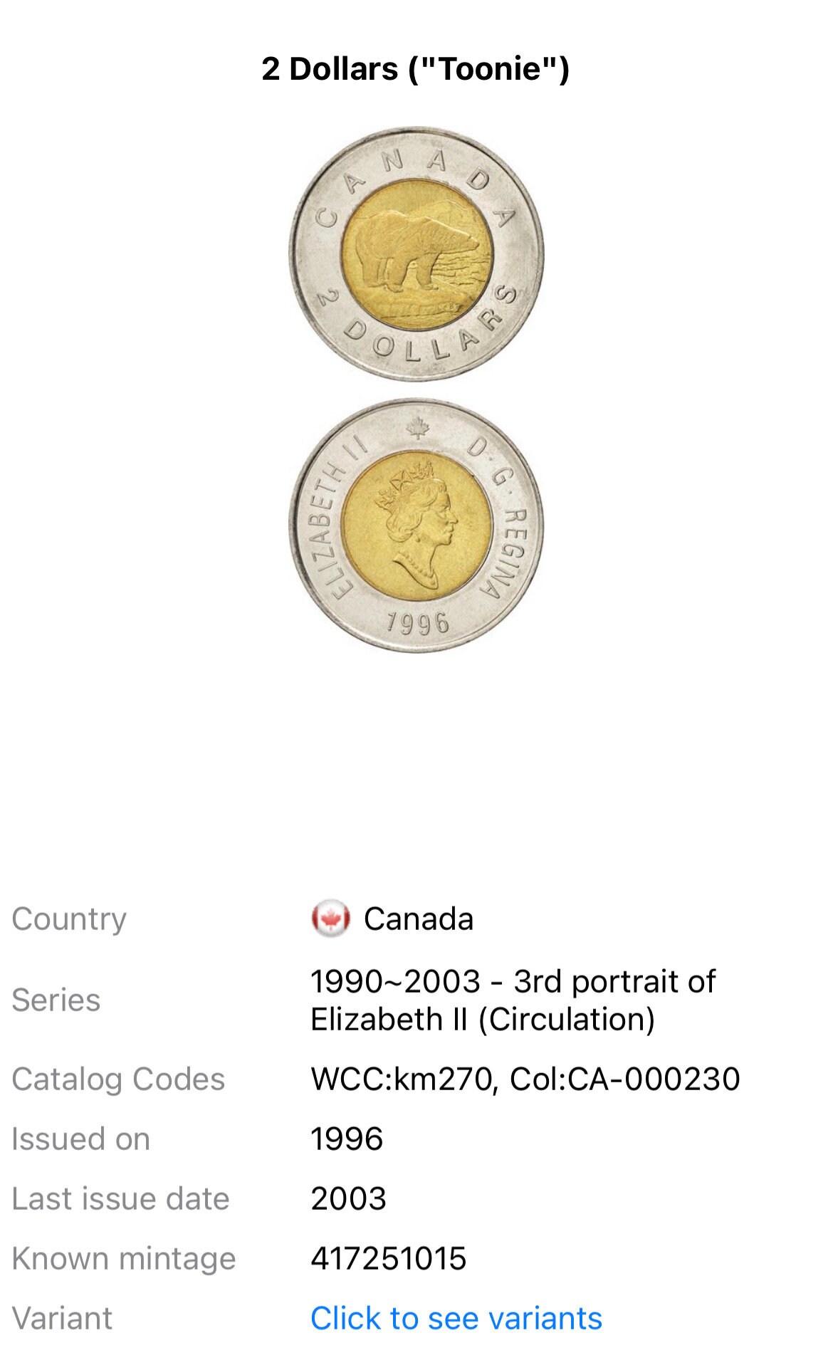 Canadian POLAR BEAR “toonie” 1997 Two-dollar Coin—free Shipping! - Etsy