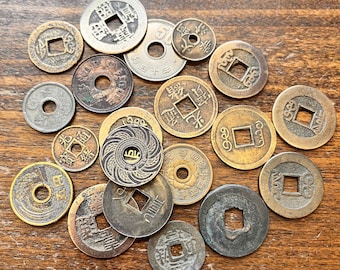 Asian Coin Collections—20 Vintage, Holed Pieces in Colorful Drawstring Pouches (Choose A or B)!
