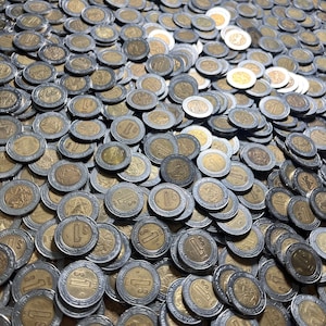 Lote de monedas BIMETAL de 1 Peso MEXICANO (¡Elige: 25, 50, 75 o 100)!