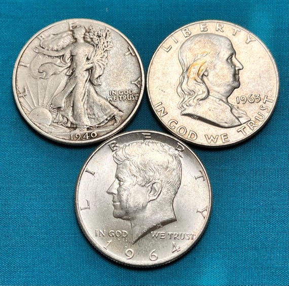 Moneta Mezzo Dollaro A Prova Di Gemme Anni '70 Argento - Foto 6