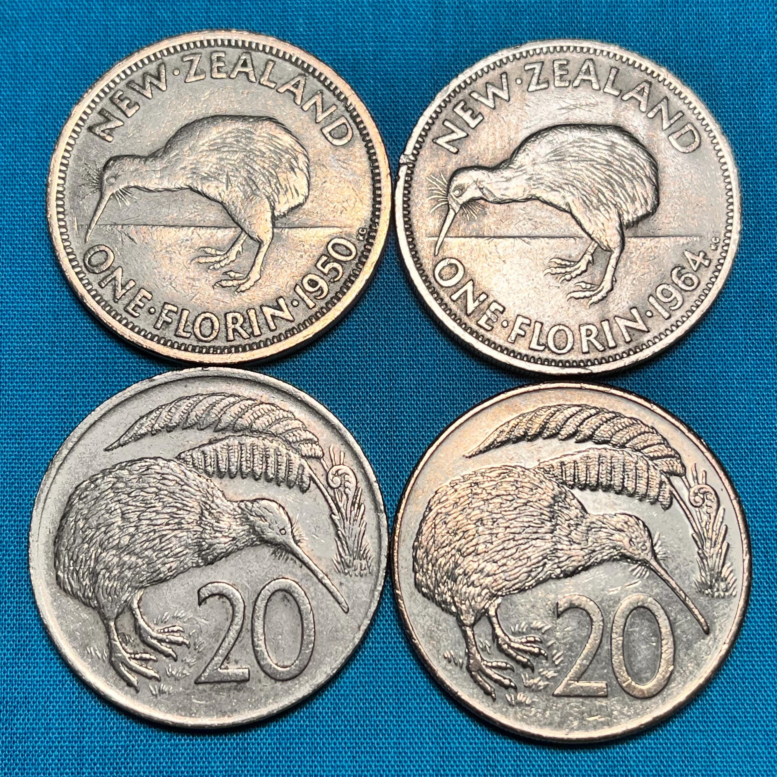 COMPLETE Set: 4 New Zealand Large Flightless KIWI Bird Coins—free