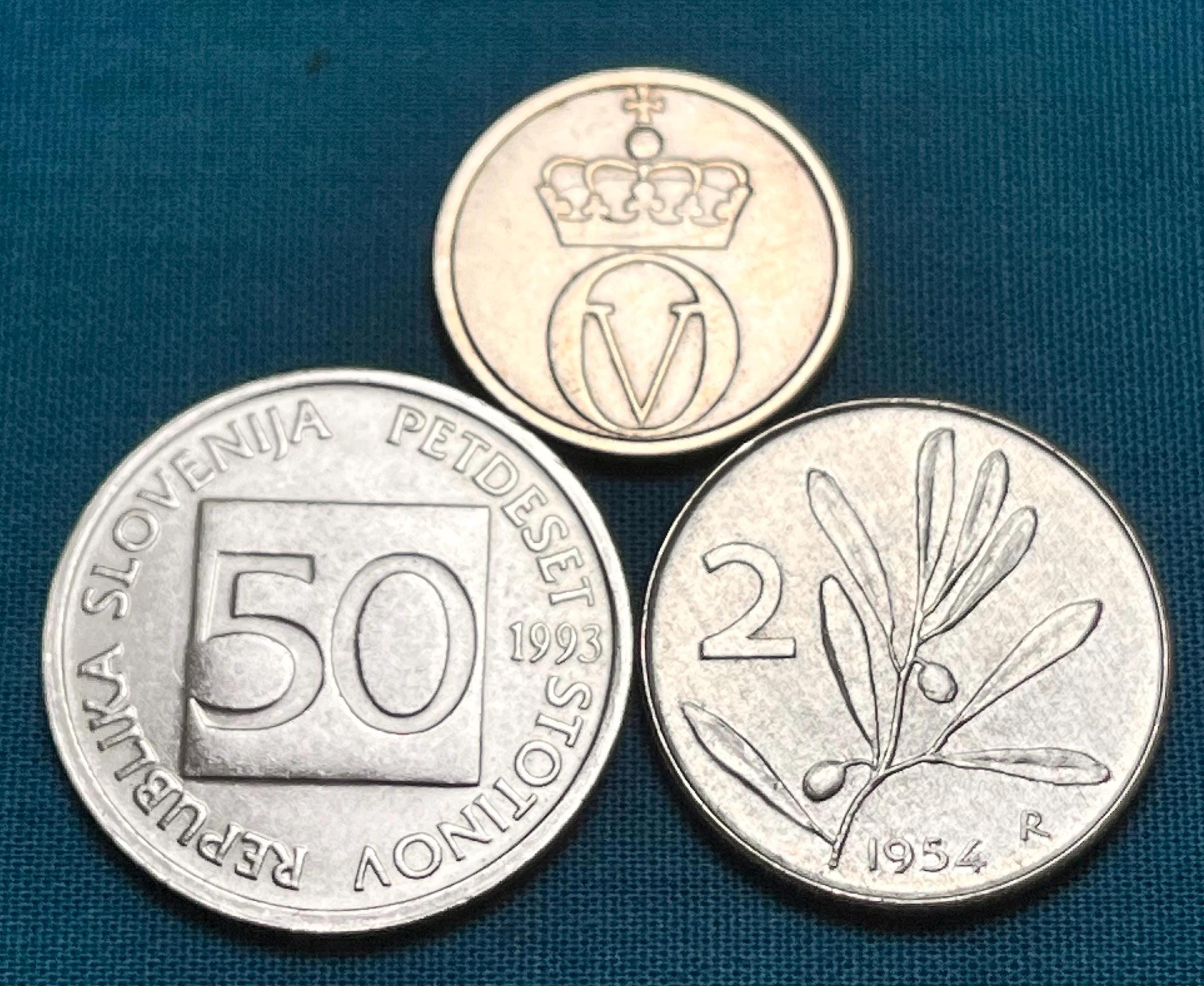 HONEYBEE European Vintage Coin Trio (italy, Slovenia, Norway)—high