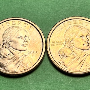 FIRST YEAR (2000) Issue (about) UNCIRCULATED Sacagawea Golden Dollar ...