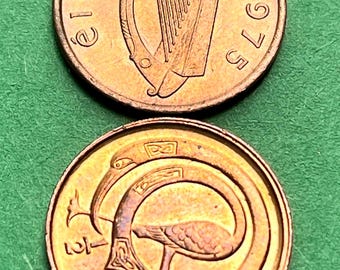 One IRISH Half Penny—Featuring Stylized Bird/Quality Bronze/FREE Shipping!