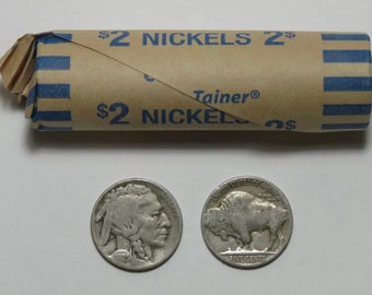 Indian Head "Buffalo" Nickels w/ Dates, Full (40) or Half (20) Roll w/ Optional Upgrade