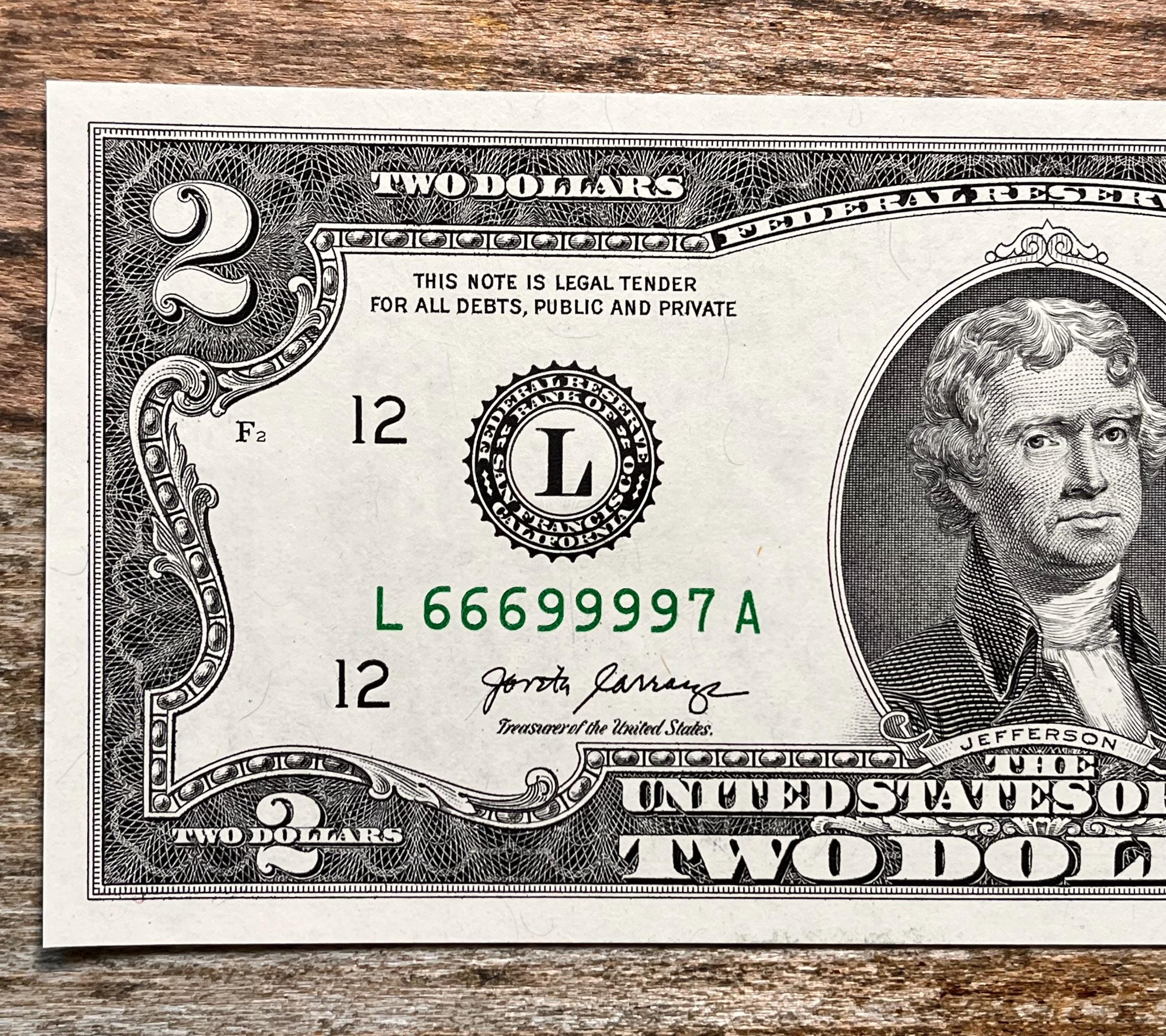 69 Special! ULTRA RARE Serial Numbered Two Dollar Bill (666 999