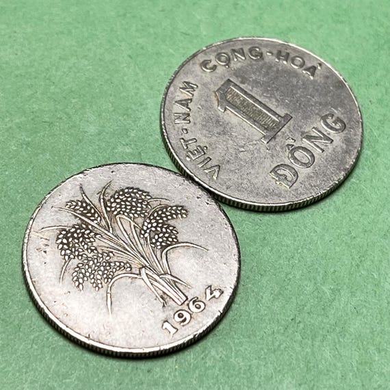 SINGLE YEAR (1964) Issue South Vietnamese 1 Dong Vintage Rice Coin