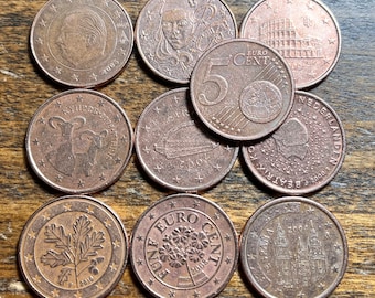 収集価値のある 5 セント ユーロ コインのフルロール (40 個) - 8 種類