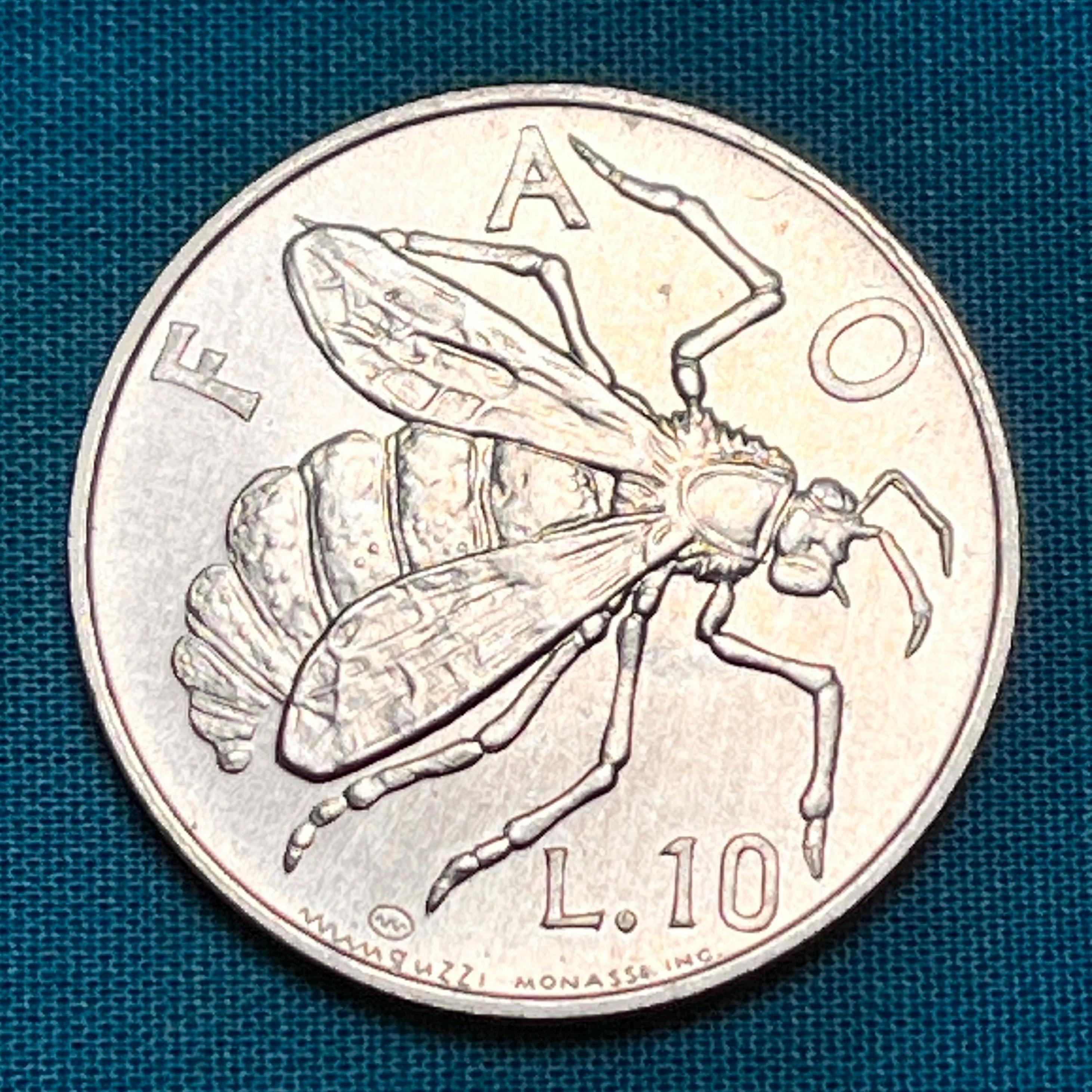 ULTRA Rare (1m) UNCIRCULATED San Marino Honeybee 10 Lire Coin