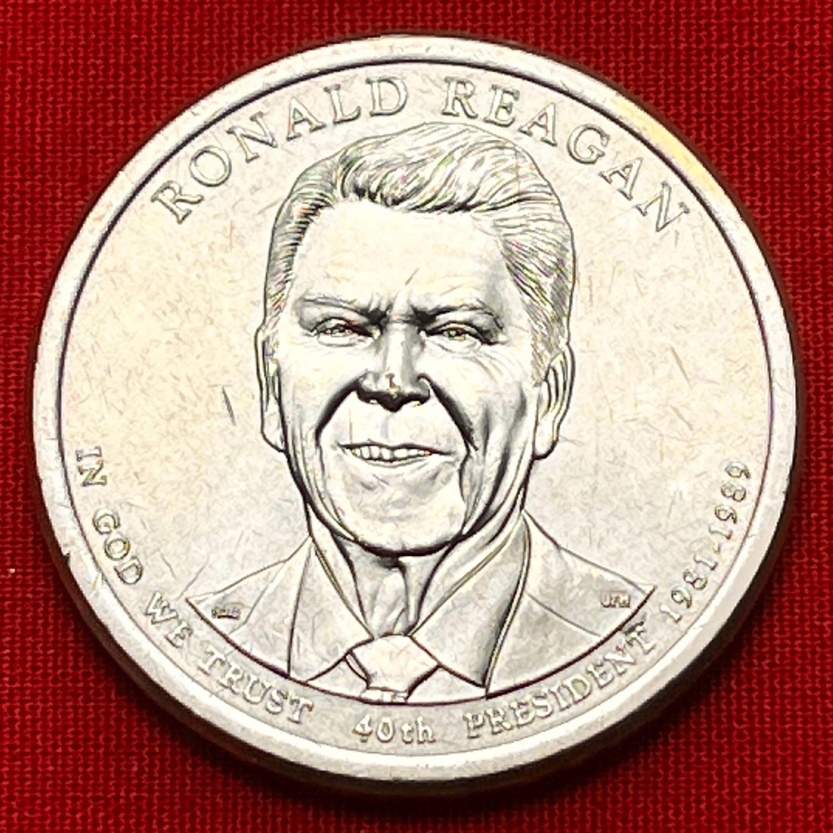 RONALD REAGAN (40th) U.S. Presidential Golden Dollar Coin—high