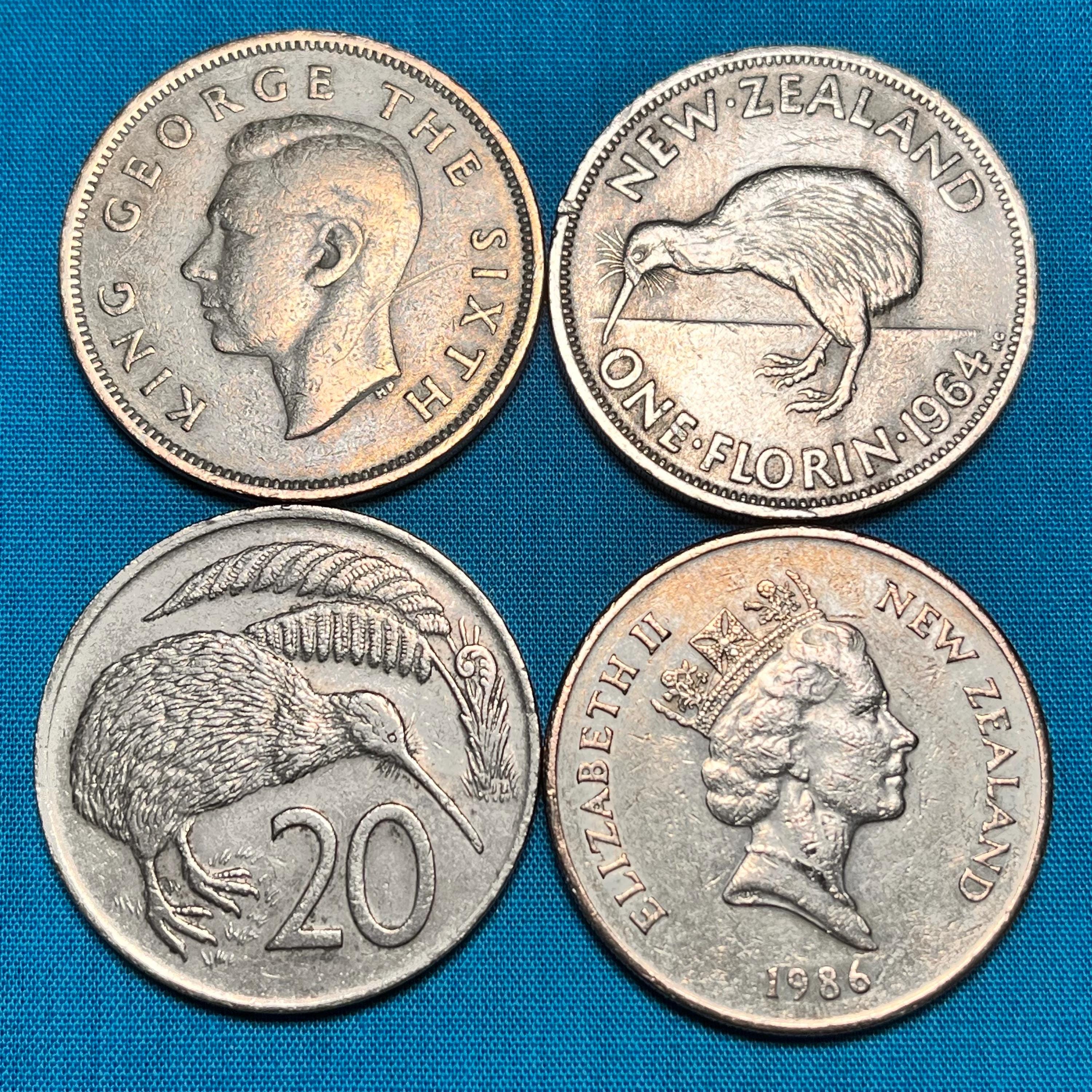COMPLETE Set: 4 New Zealand Large Flightless KIWI Bird Coins—free