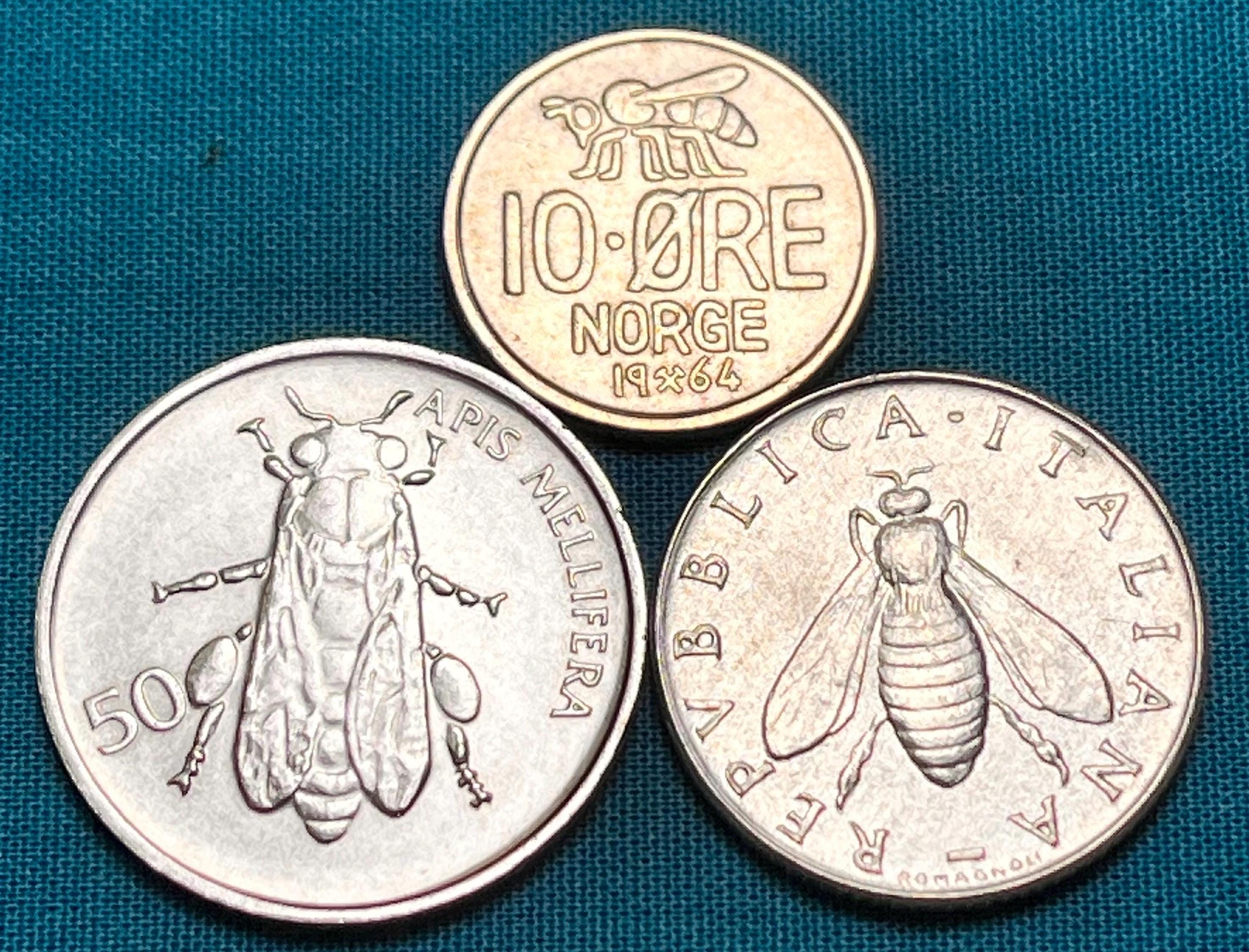 HONEYBEE European Vintage Coin Trio (italy, Slovenia, Norway)—high