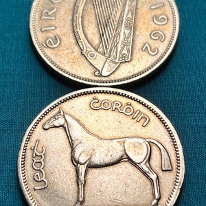 One IRISH Predecimal 2 1/2 Shilling Large Coin featuring Irish Hunter Sport HORSE—High Grade/Various Years/FREE Shipping!