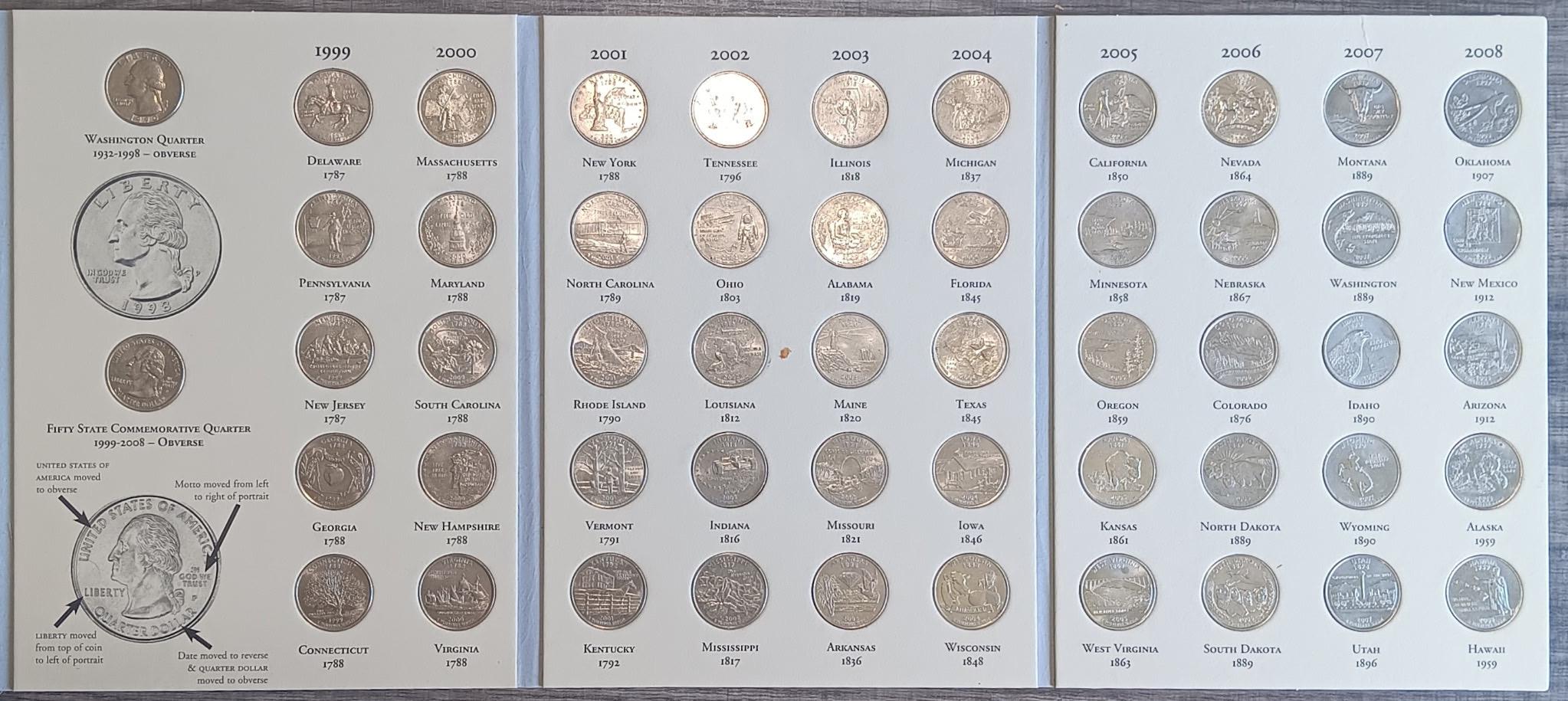 50 U.S. State Quarters COMPLETE Collection Album (52 Coins