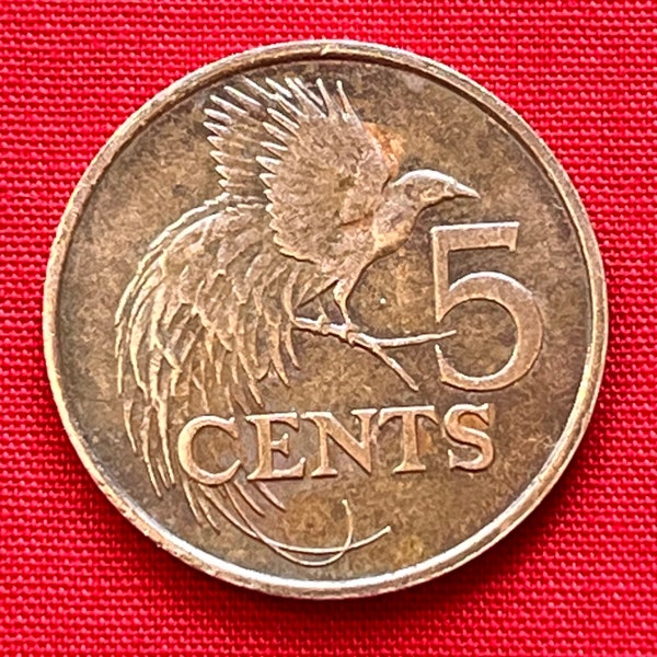 Tropical Bird of Paradise Trinidad and Tobago 5 Cent 1984 Coin—Shipping Included!