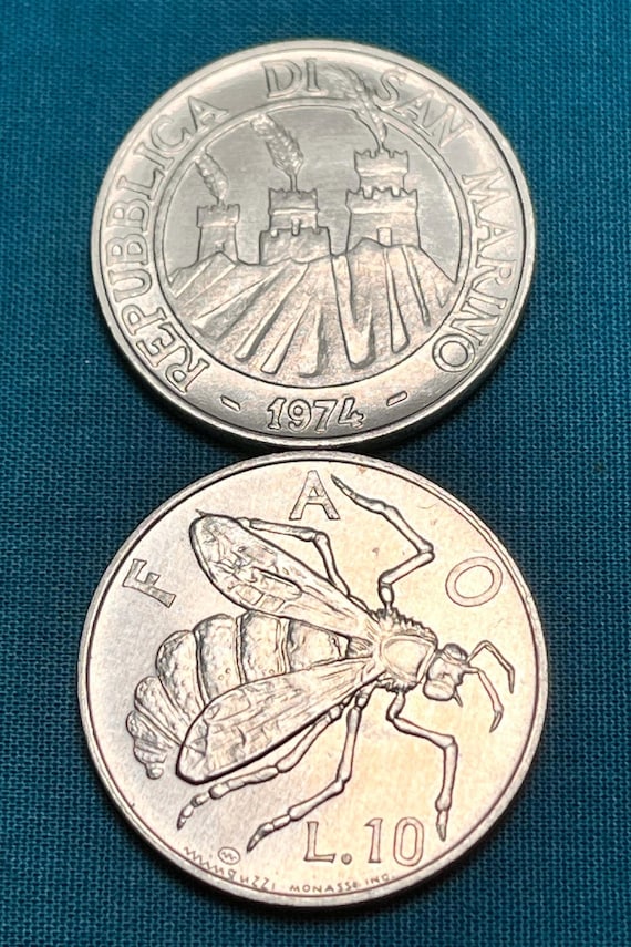 ULTRA Rare (1m) UNCIRCULATED San Marino Honeybee 10 Lire Coin