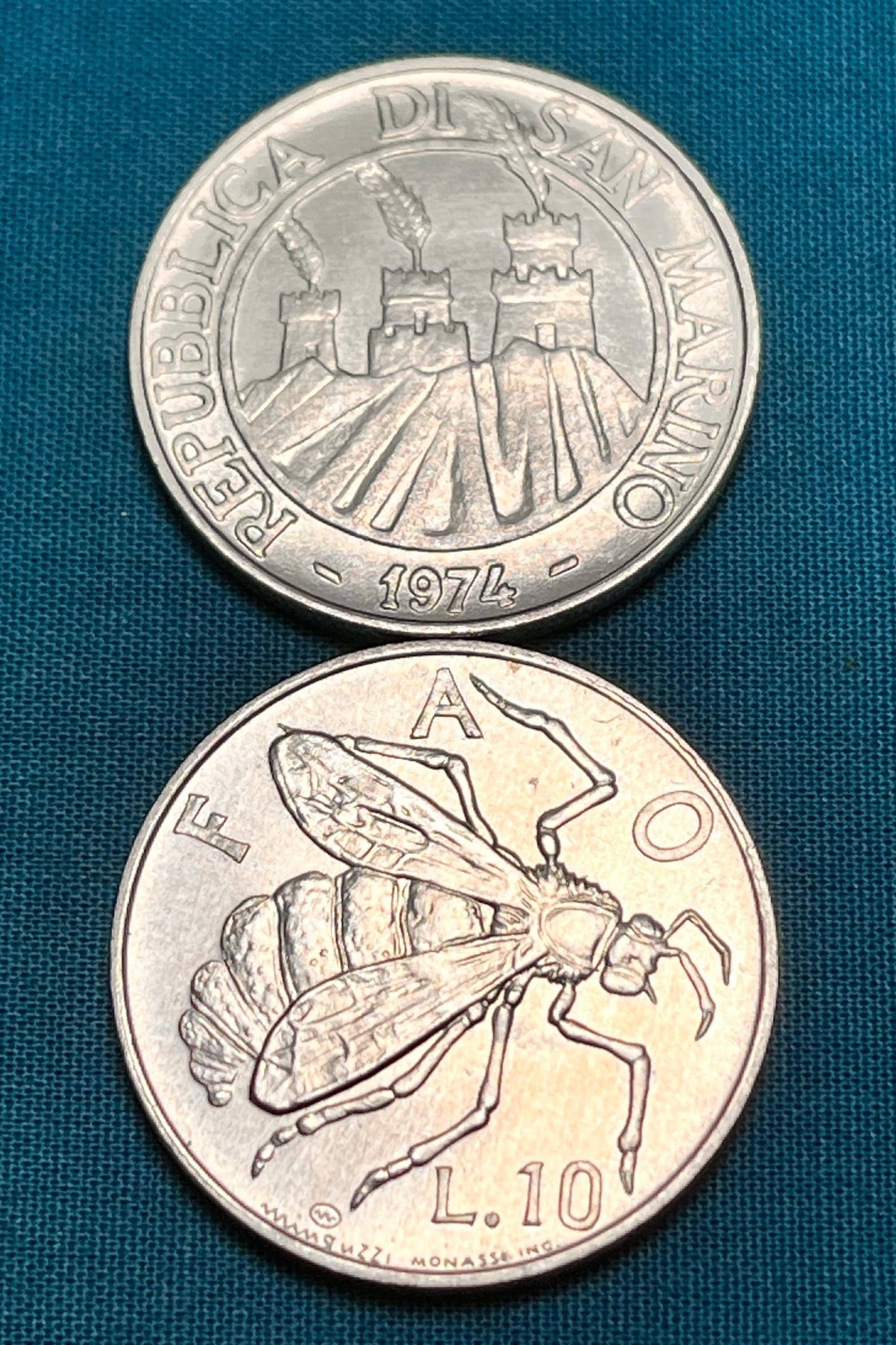 ULTRA Rare (1m) UNCIRCULATED San Marino Honeybee 10 Lire Coin
