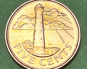 Tropical BARBADOS Golden Lighthouse 5-Cent Coins—CHOOSE 1, 2, or 3/Possible Magnetism/Nautical-Themed/FREE Shipping!