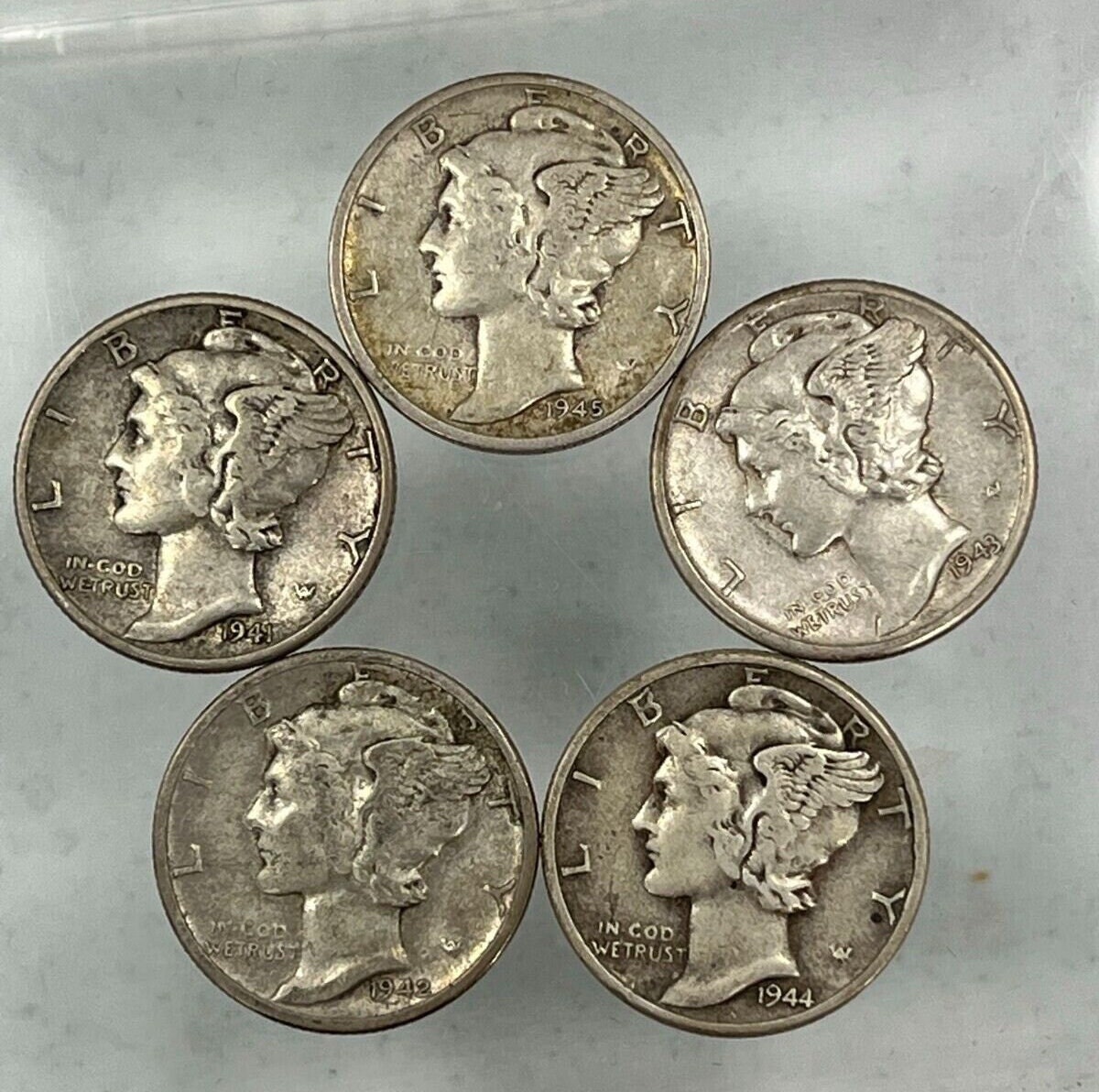 5 (or 10) Uniquely Dated Old U.S. Silver Liberty Head "Mercury" Dimes (1916-1945)!