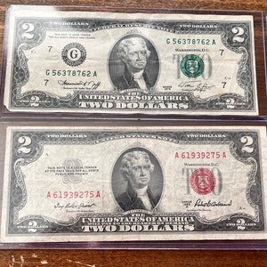 Two Dollar Bill Duo—1976 Bicentennial and 1953 or 1963 Red Seal Series (Not for Circulation) w/ Optional Coin Upgrade!