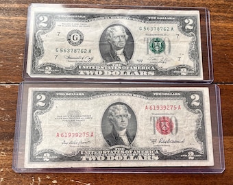 Two Dollar Bill Duo—1976 Bicentennial and 1953 or 1963 Red Seal Series (Not for Circulation) w/ Optional Coin Upgrade!