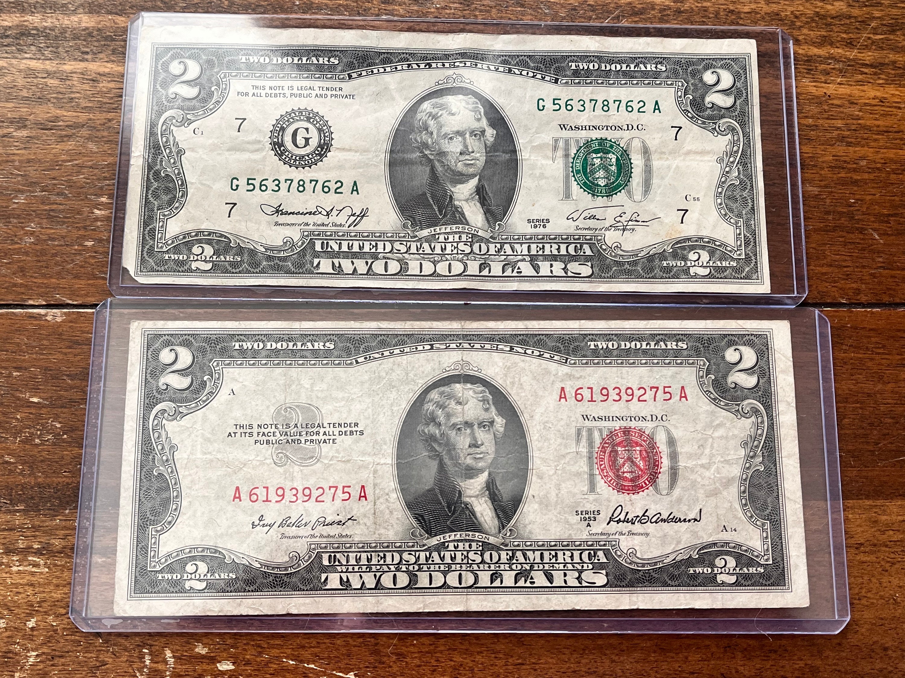 ERRORE di Jefferson a testa in giù su 2 banconote da due dollari soldi veri  pezzo di conversazione divertente -  Italia