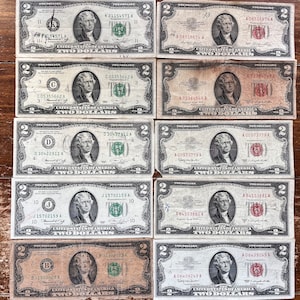 DISCOUNTED: Flawed Vintage U.S. Two Dollar Bills—Bicentennial and/or Red Seal—FREE Shipping!