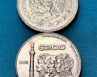 SINGLE Year (1985) Mexican Commemorative (175th Anniversary of Independence) 200 Peso Coin—FREE Shipping/Limited Availability!