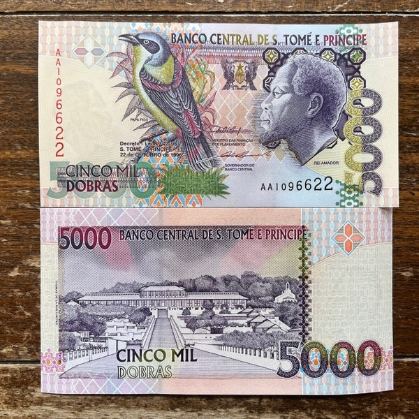 Mint Condition São Tomé (“St. Thomas”) and Príncipe African Island Bird of Paradise Colorful Banknote—Limited Availability/Free Shipping!