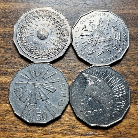 Large AUSTRALIAN* Collectible 12-sided Half Dollars (4, 6, 8, or