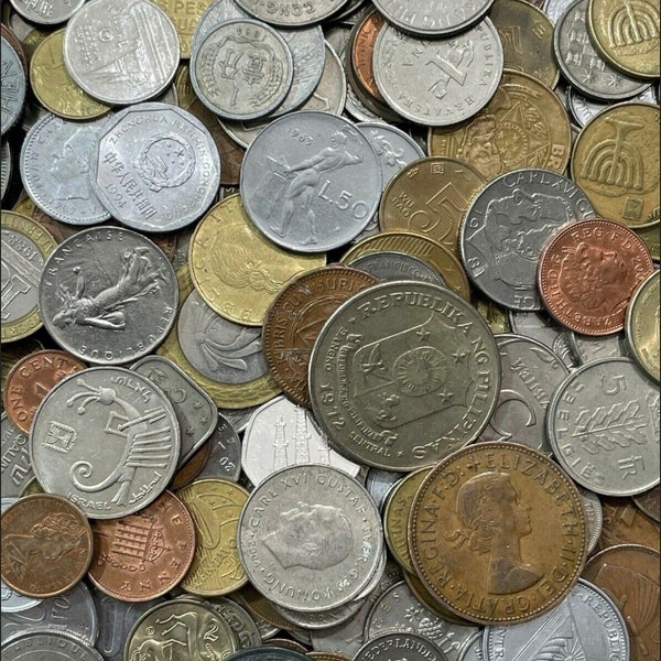 Half Pound Assorted World Coins with Optional Silver Coin Upgrade!