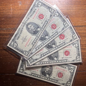 1963 Red Seal Fünf-dollar-Banknote mit Zwei-dollar-Schein-Upgrade-Option — Begrenzte Verfügbarkeit