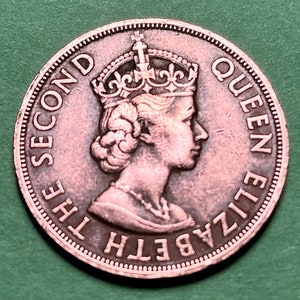 British East CARIBBEAN Territories Two Cent Coin (1962) w/ Laureate Bust of Young, Crowned Queen Elizabeth II—High Grade Shipping Included!