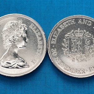 Royal Silver Wedding Anniversary Commemorative, High Grade 1972 Large English/U.K. Crown—Shipping Included/Limited Availability!