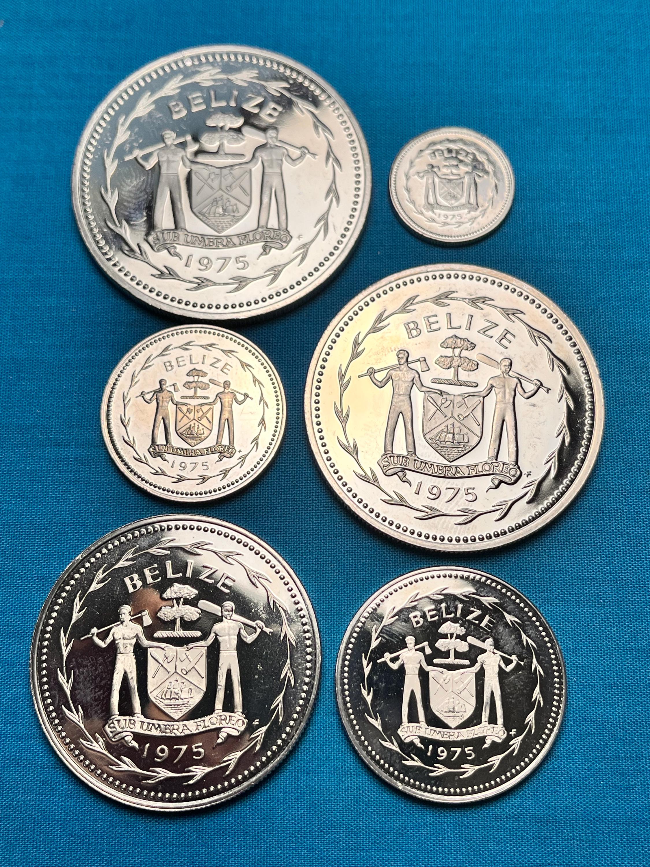 ベリーズ ヴィンテージ (1975) プルーフ 5 コイン セット - 超低鋳造