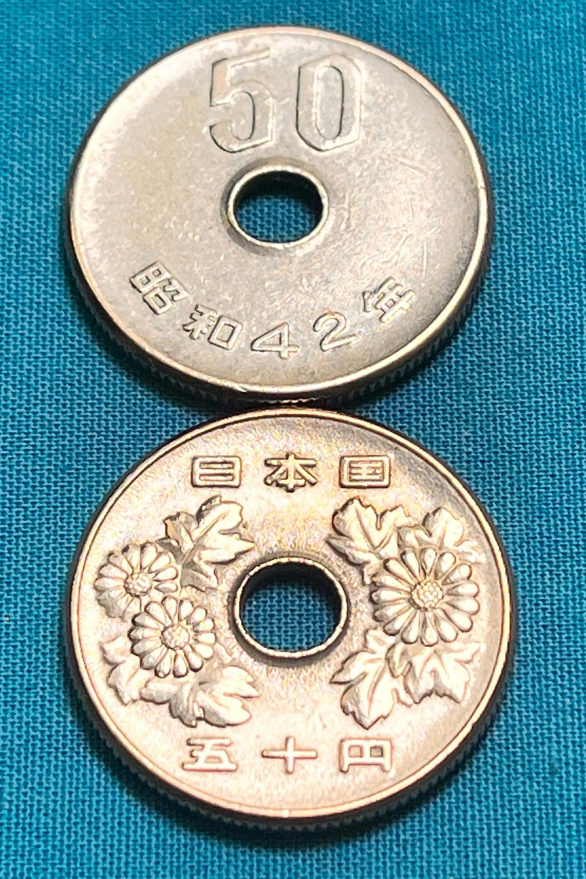 One JAPANESE Holed 50 Yen Coin Featuring Imperial Chrysanthemum Seal  (emperor Hirohito)—high Grade/shipping Included! - Etsy