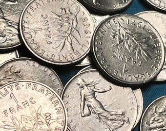 Full Roll FRENCH Republic New Franc Featuring Seed-Sowing Lady Libertine—High Grade/Limited Availability/38 Coins!