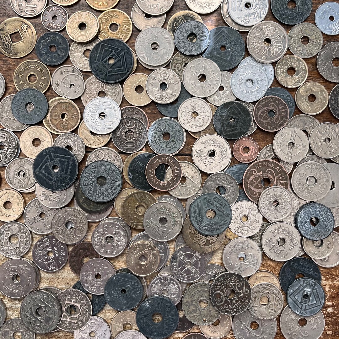 12 Unique Holed World Coins—limited Availability/shipping Included
