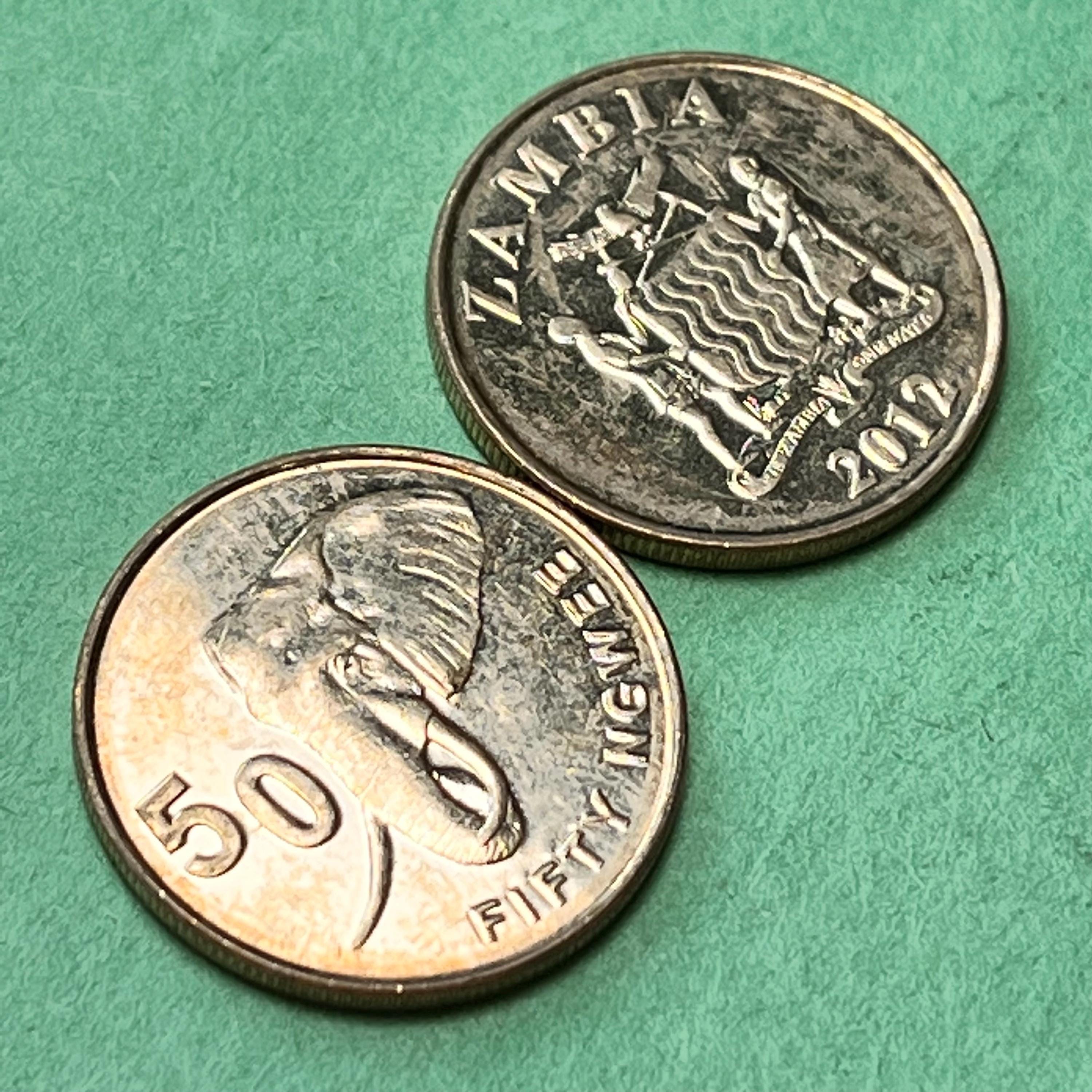 FIRST Year (2012) Issue Zambian 50 Ngwee Coin Featuring AFRICAN