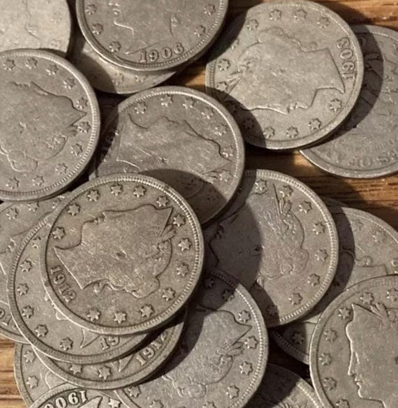 1921年 リバティ・ヘッド銀貨 リバティヘッド「V」110年以上前の米国ニッケル硬貨（5枚、10枚、20枚