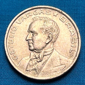 FIRST YEAR (1943) Issue Brazilian 50 Centavos WWII Era Coin Depicting Two-Time President Getúlio Vargas—Shipping Included!