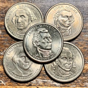 FOUNDING FATHERS Collection: U.S. Presidents Golden Dollar Coin Sets (First 5, 10, or 20)!