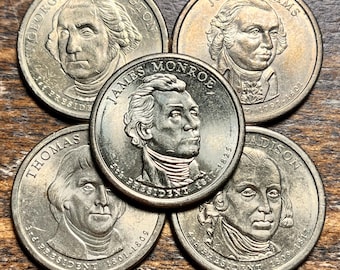 FOUNDING FATHERS Collection: U.S. Presidents Golden Dollar Coin Sets (First 5, 10, or 20)!