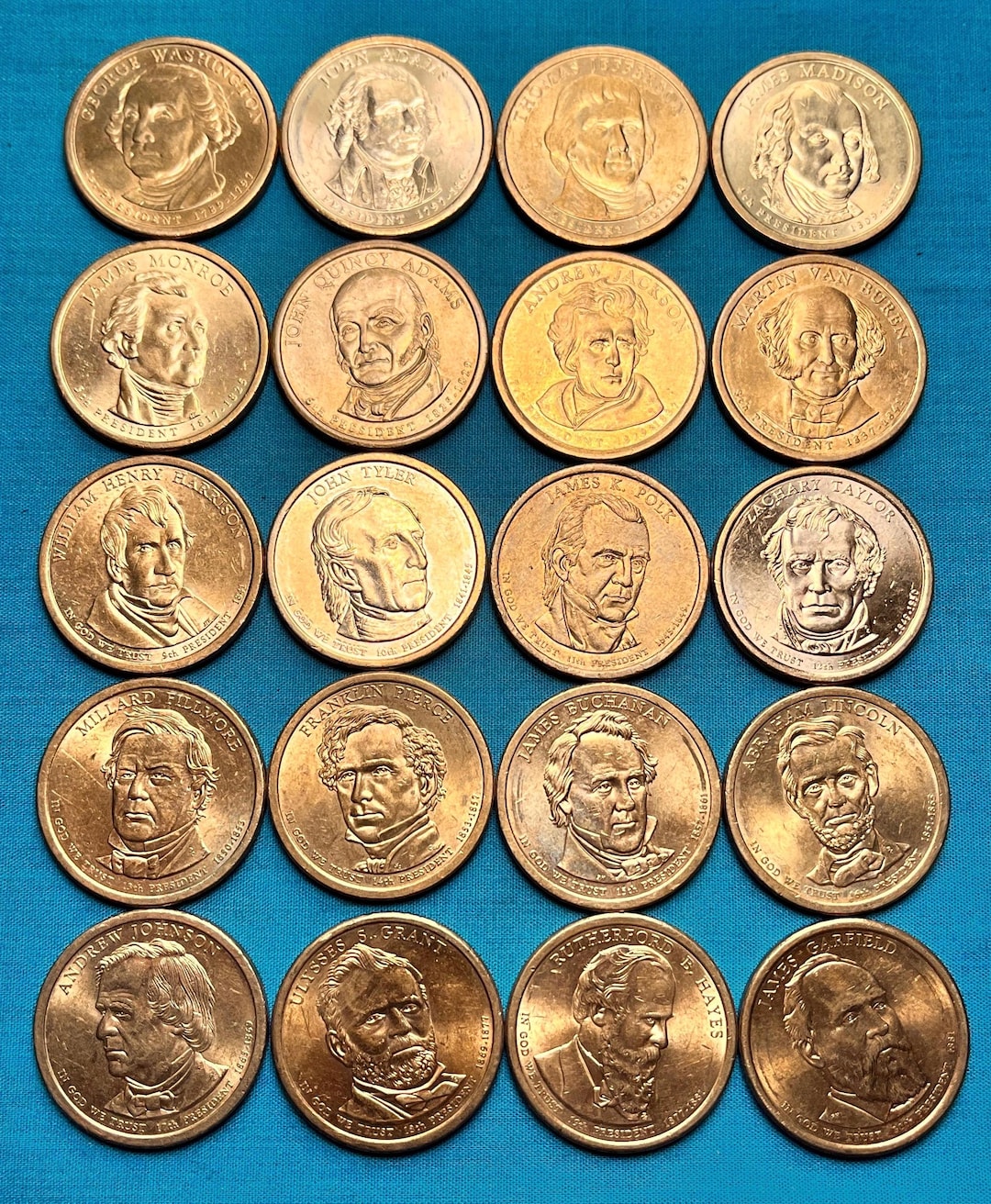 Colección de monedas de dólar de oro de los PRESIDENTES DE EE. UU. (del 1.º  al 20.º) en paquete de bolsa de regalo con opción de ACTUALIZACIÓN de  presidente moderno de baja, image size:1080x1312