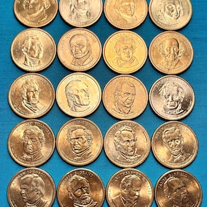 U.S. PRESIDENTS Golden Dollar Coin Collection (1st thru 20th) in Gift Pouch Bundle with LOW Mintage Modern President UPGRADE Option!