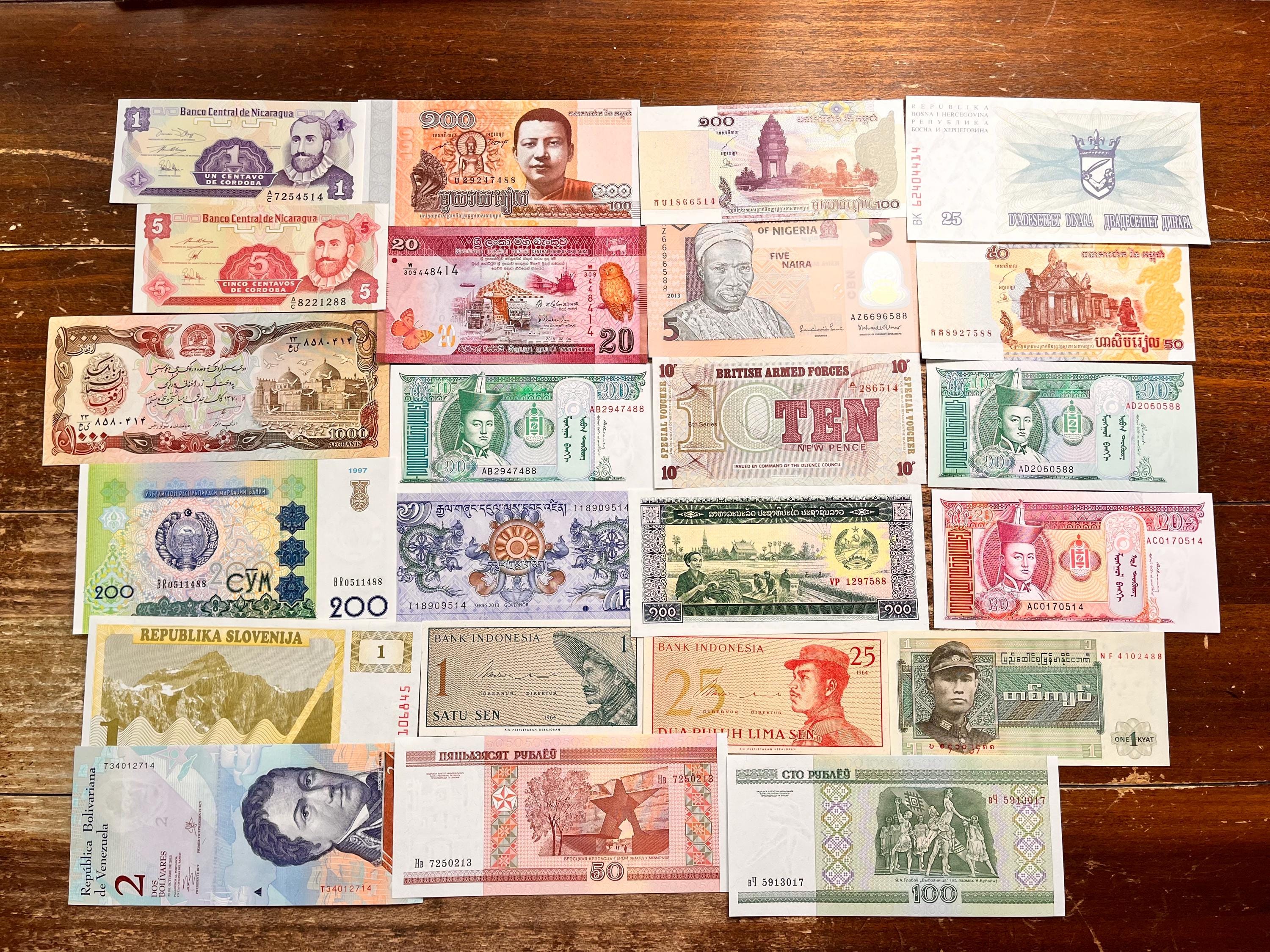 ▽Cc右1064 海外紙幣ピン札BANKNOTES OF NATIONS 72点 UNCIRCULATED Sets of INDEXED Assorted World Banknotes (CHOOSE 25